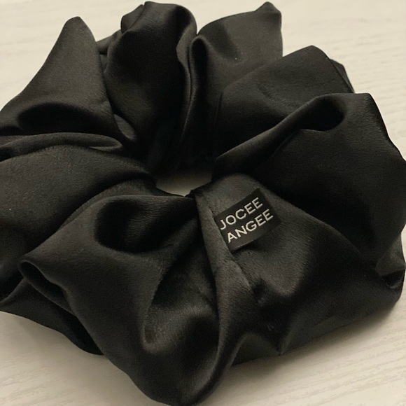 Jumbo Ebony Satin Scrunchies Handcrafted - Picture 2 of 6